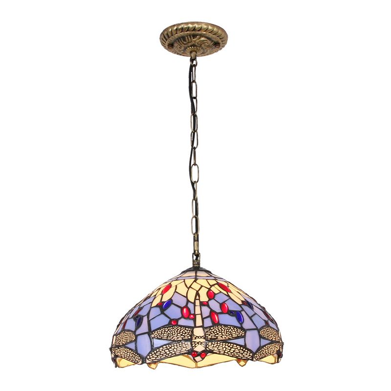 Tiffany Handcrafted Stained Glass Hanging Lamp Dragonfly Hanging Pendant Light