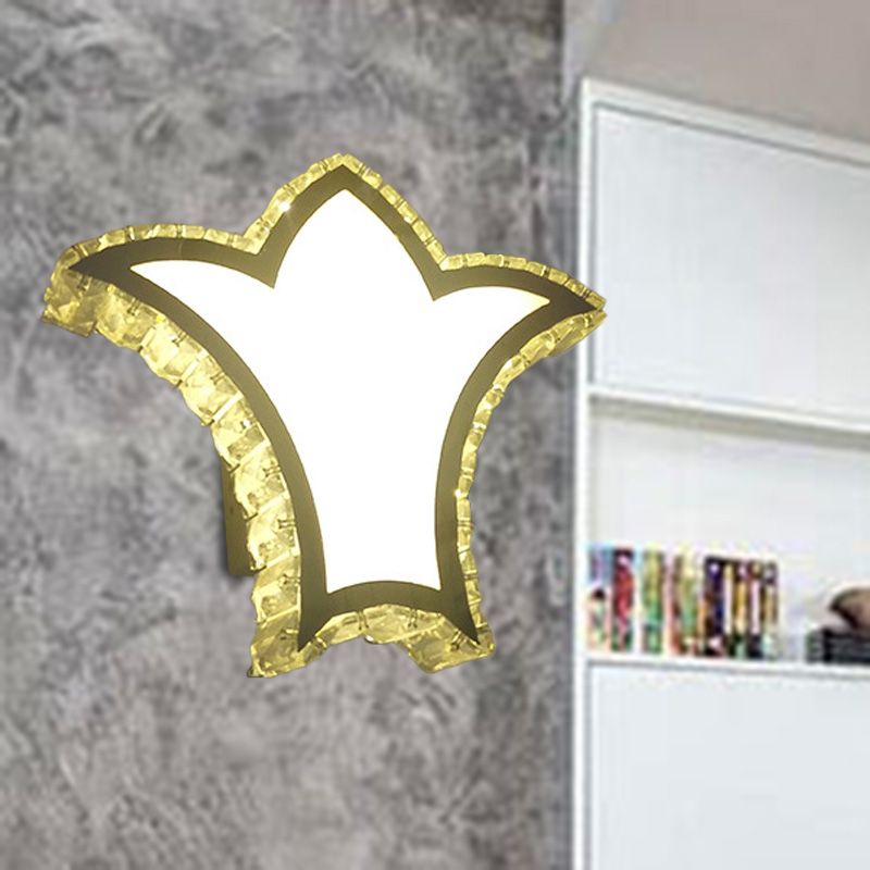 Crown Wall Light Sconce Modernist Clear K9 Crystal LED White Wall Lighting Fixture in White/Warm/2 Color Light