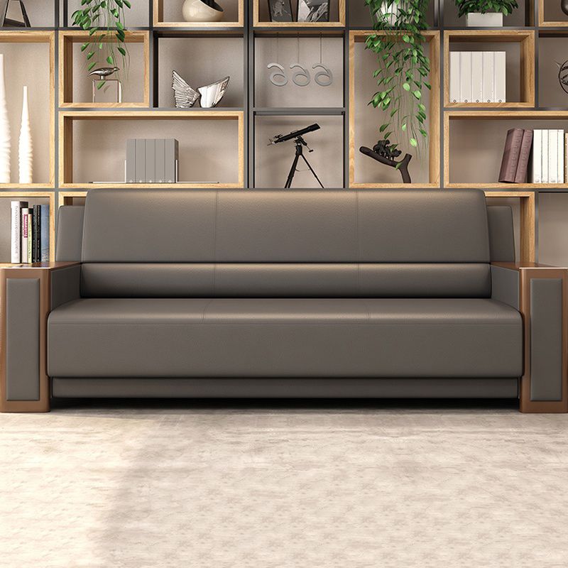 Contemporary Tight Back Single Cushion Seat Sofa 35.43"High Square Arm Sofa, Gray