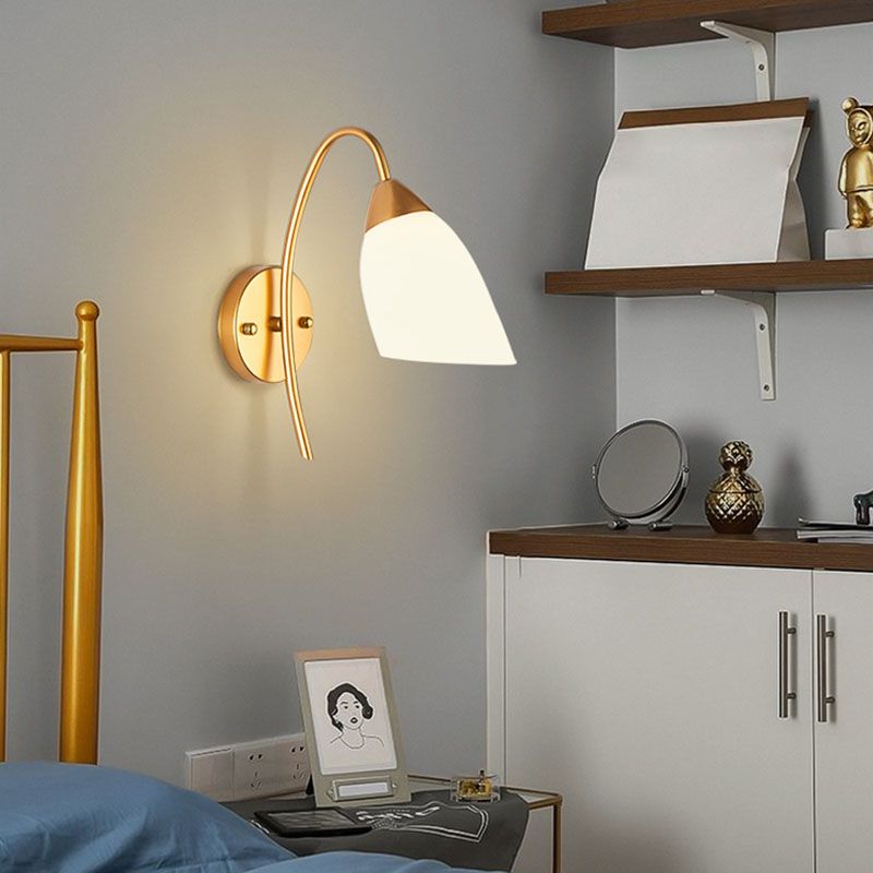 Gold Shaded Wall Sconce Lighting Contemporary Style Glass Wall Mounted Light for Bedroom