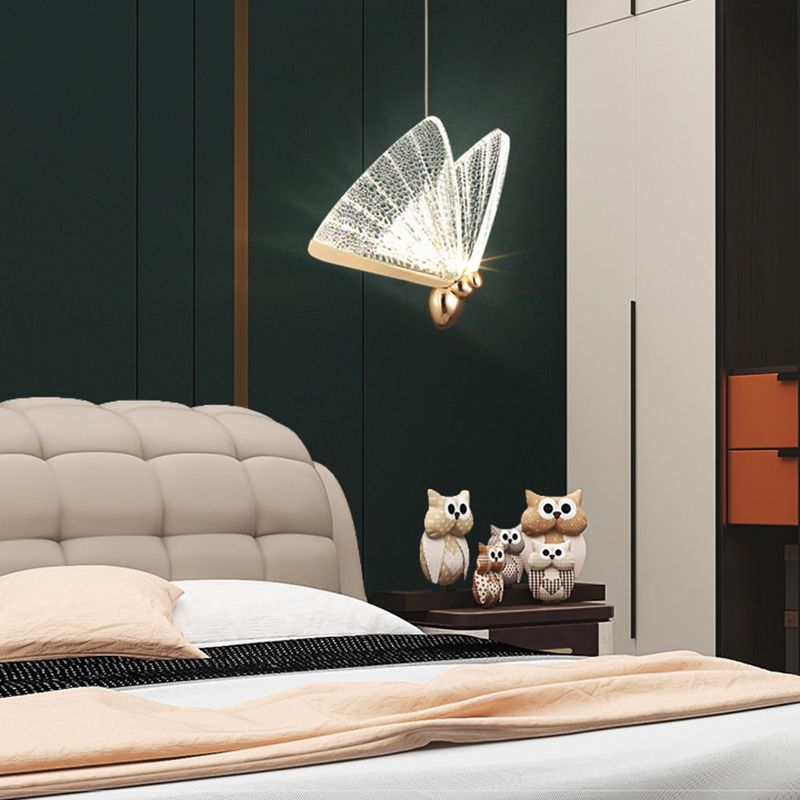 Moderne LED Hängende Licht mit Acrylbutterfly -Schatten -Anhänger Licht für Schlafzimmer