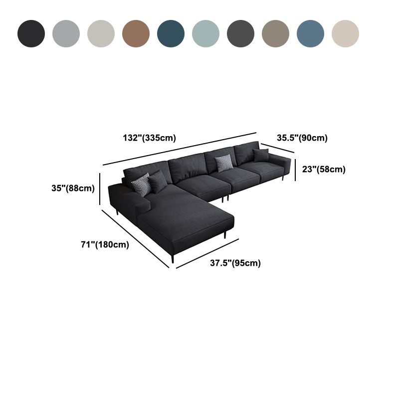Contemporary Pillow Back Sectional with Recessed Arms for 4 People