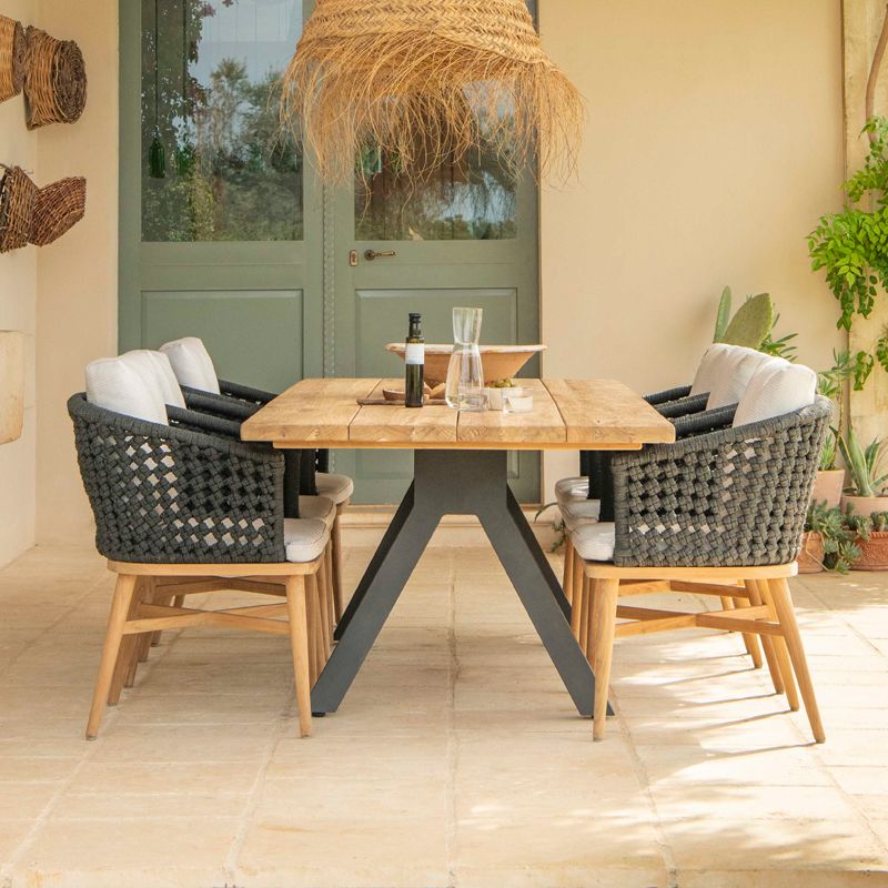 Boho Style 1/3/7 Pieces Dining Set Wood Dining Table Set for Outdoor
