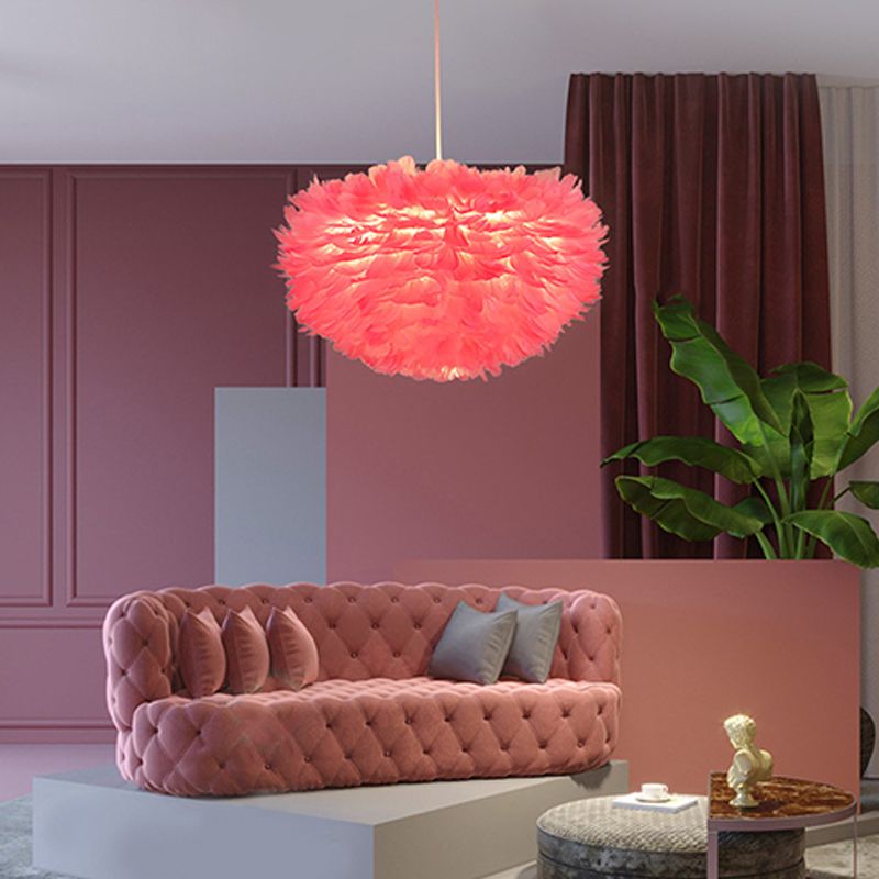 Lámpara de lámpara esférica lámpara moderna simplicidad de plumas de tono colgante para restaurante para restaurante