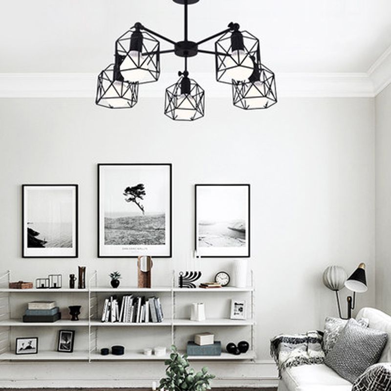Nordic Style Ceiling Light Iron Frame Shape Adjustable Ceiling Lamp for Bedroom