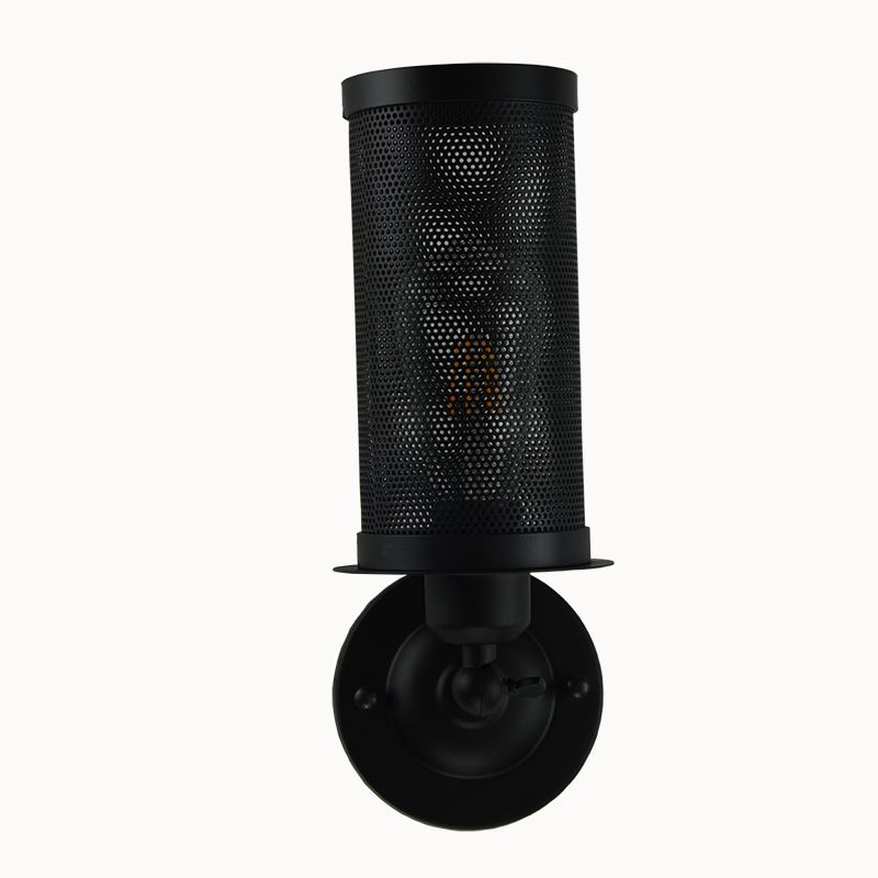 Black Wire Mesh Wall Lamp Industrial Metal Stairs Wall Mounted Light with Rotatable Joint