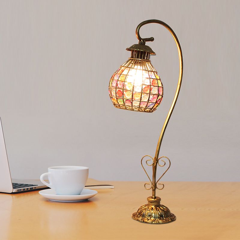 1 cabezal de mesa de metal lámpara vintage rojo/rosa/cúpula amarilla/globo/cilindro sala de estar iluminación con brazo curvo