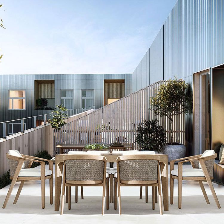 Bohemian Style 1/7 Pieces Dining Table Set Solid Wood Dining Table Set for Outdoor