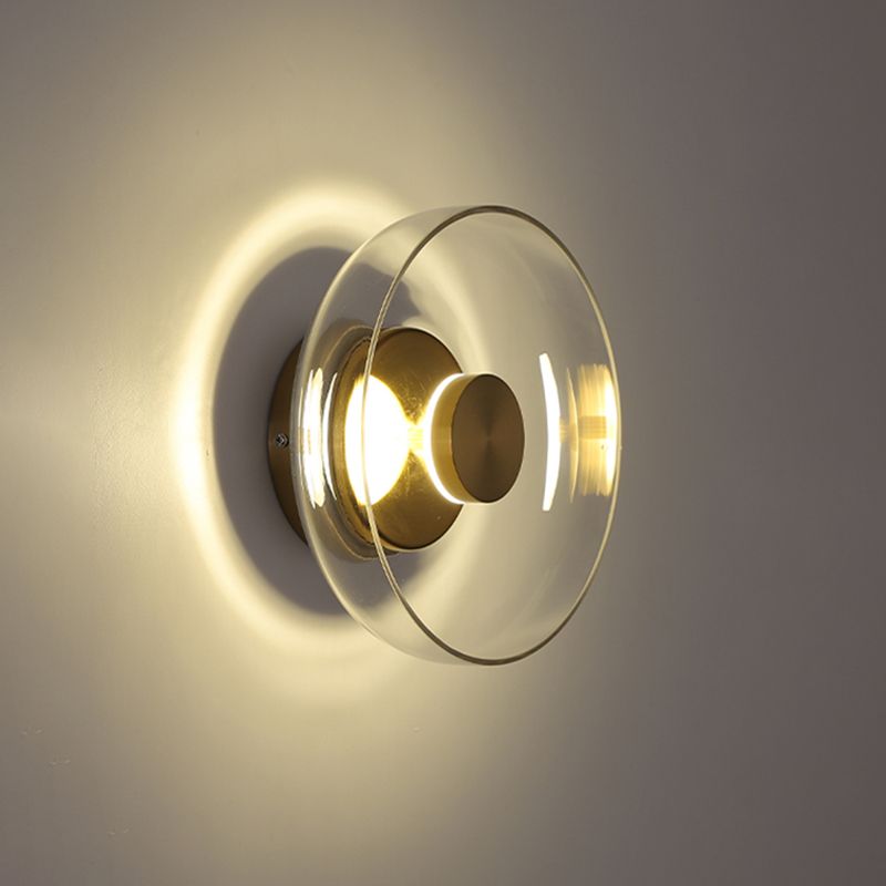 Glass Circular Wall Sconce Lights Modern Style 1 Light Wall Murd Mottes Lampes
