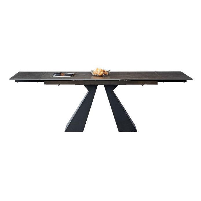 Mesa de comedor estándar negra industrial, mesa de comedor rectangular de piedra sinterizada para cocina