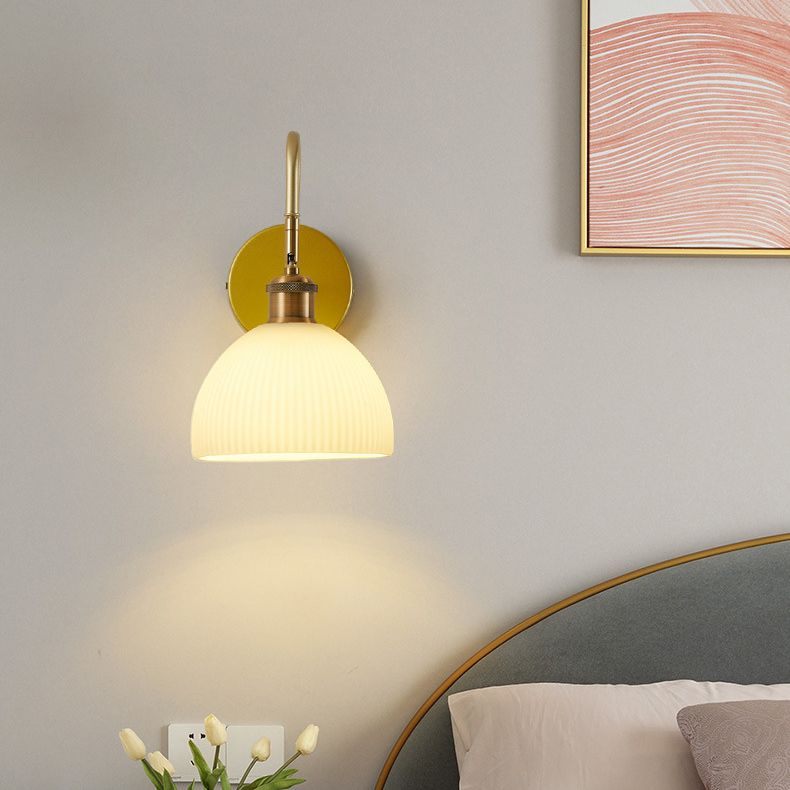 Dome Shape Glass Vanity Lamp Modern Style 1 Light Vanity Light Fixture in Gold