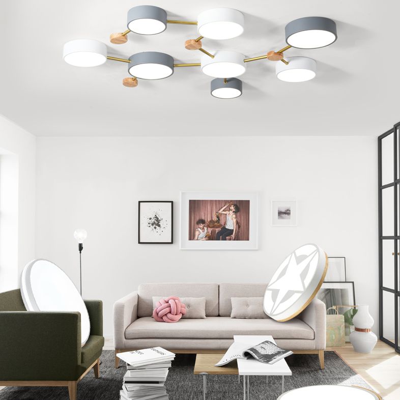 New Modern Sputnik Flush Mount Ceiling Light Metal Bedroom Flush Light in Grey