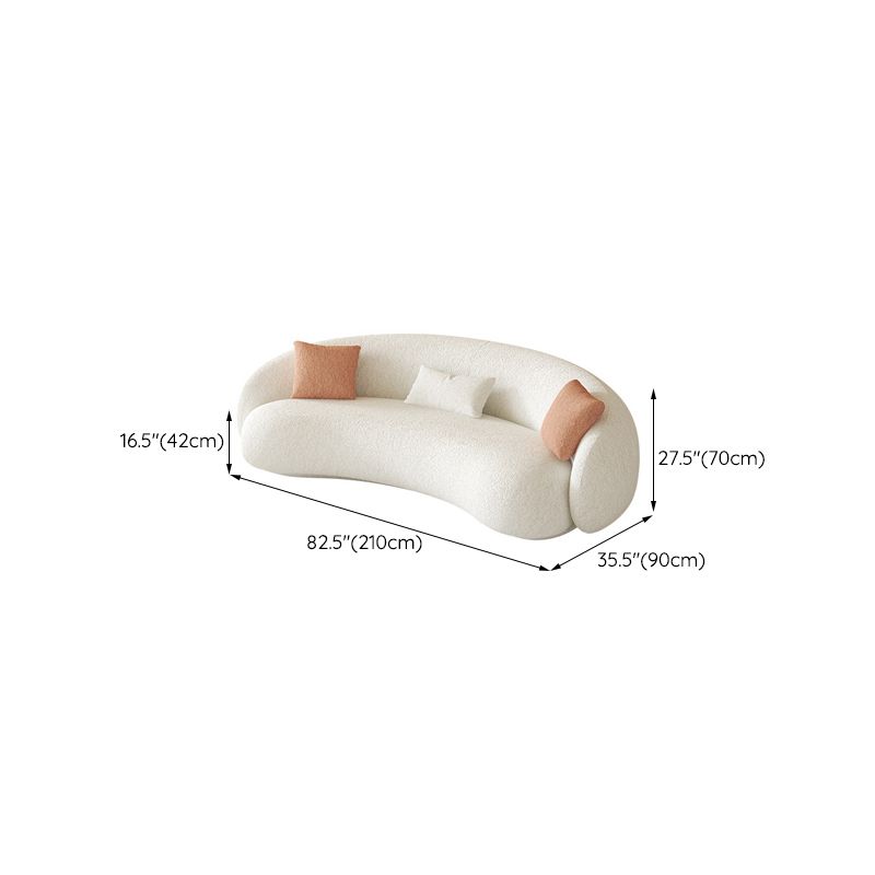 Sloped Arm Curved Sofa Nordic Wool Simple Sofa in White of 27.6" H