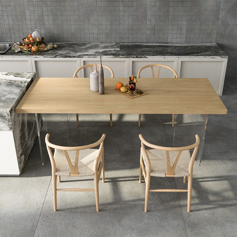 Solid Wood Double Pedestal Table Rectangle Modern Dining Room Kitchen Table