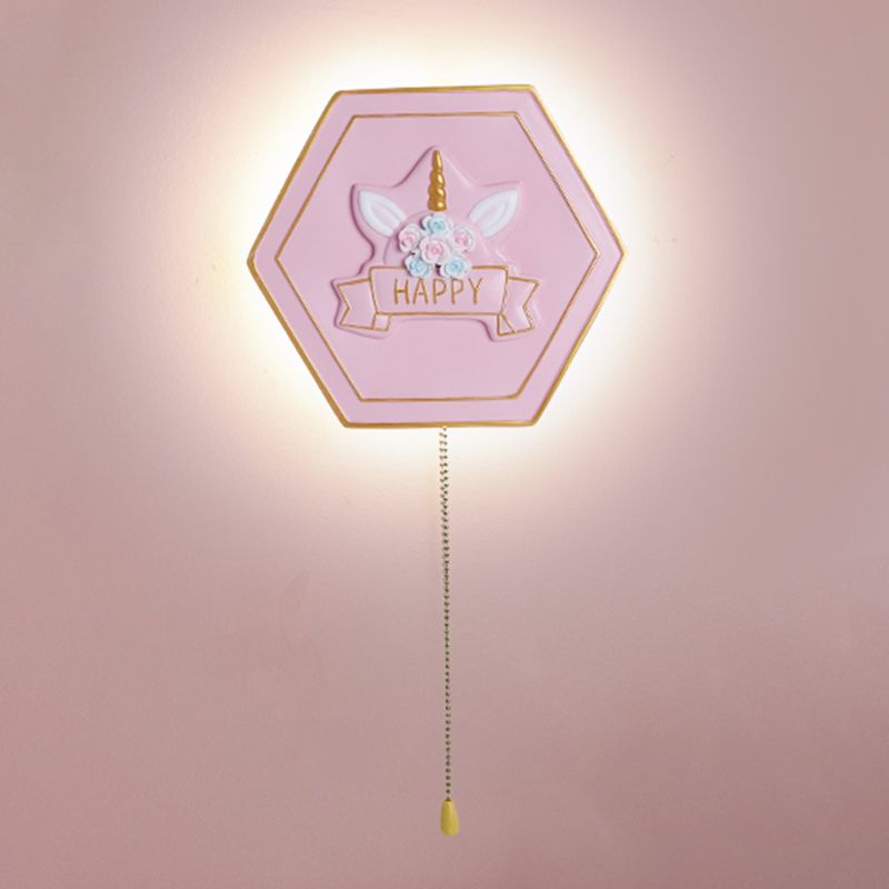 Modern Style Hexagonal Shape Wall Sconce Metal 1 Light Wall Lighting for Bedroom