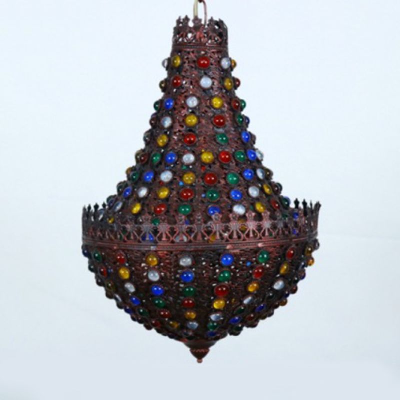 Metal Teardrop Chandelier Light Fixture Decorative 2 Lights Restaurant Hanging Lamp in Black