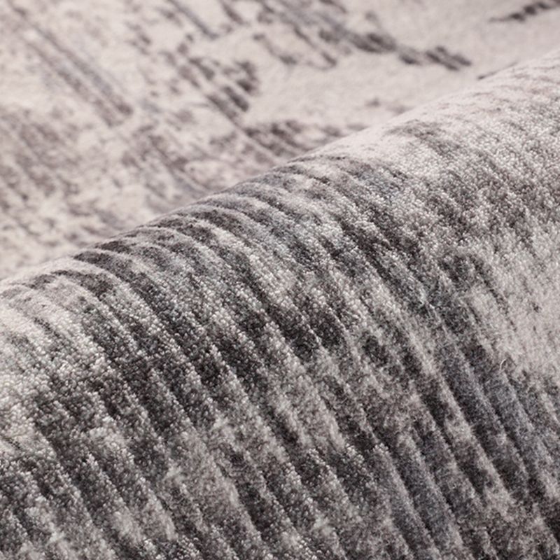 Grey Tone Geometric Lines Rug Polyester Relaxing Anti-Slip Backing Indoor Rug for Living Room