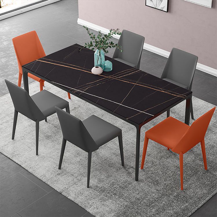 Industrial Sintered Stone Kitchen Table Rectangle Fixed Dining Room Desk