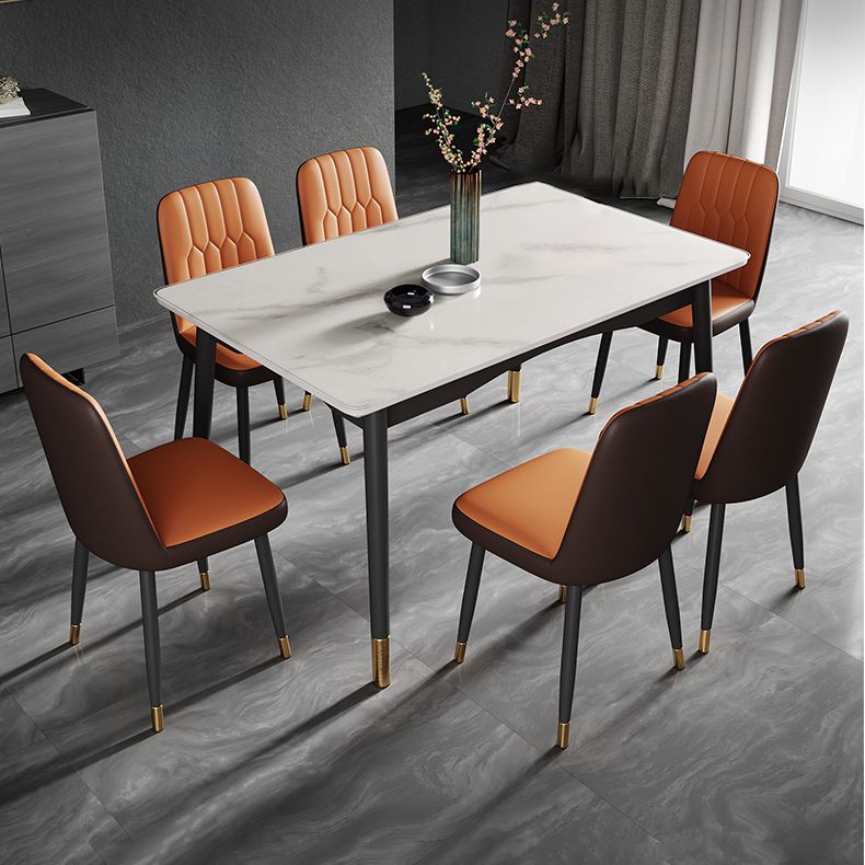 Silla de comedor de metal de estilo escandinavo, silla con respaldo sólido sin brazos