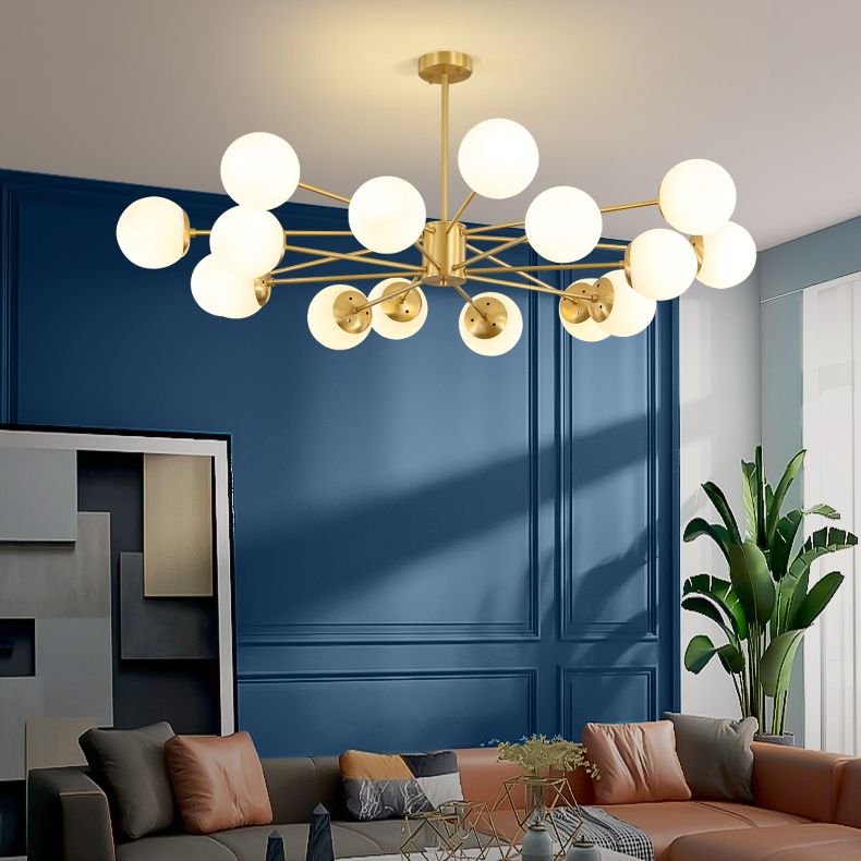 Moderne stijl Globe Glass Kroonluchter Licht Gold Metal Lighting Fecture voor woonkamer