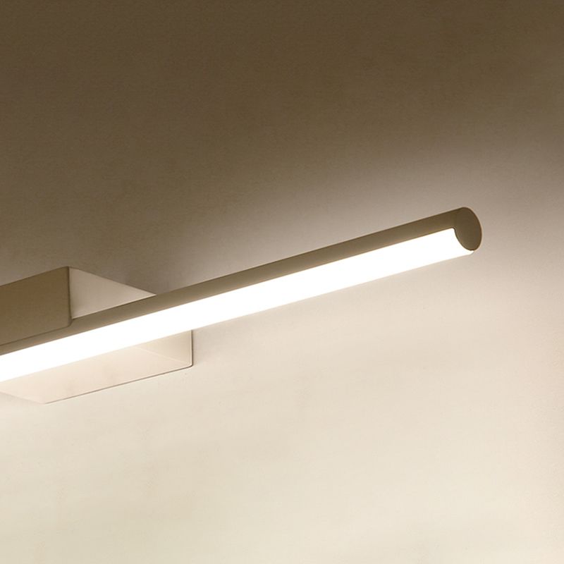 1 Light Metal Linear Mirror Wall Lighting Modern Style Wall Mounted Light Fixture in White