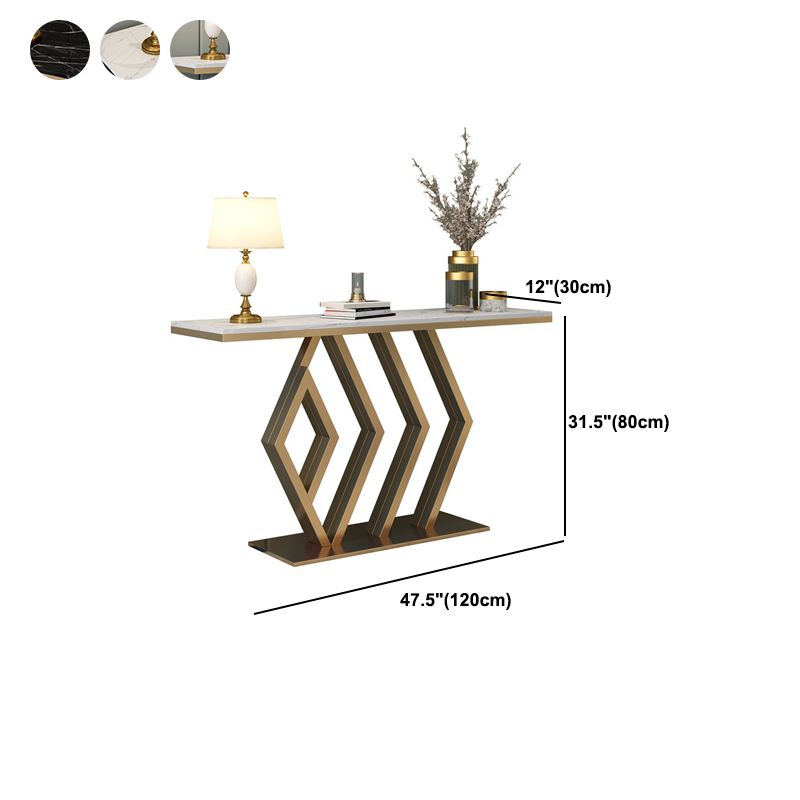 Glam Rectangle Console Table with Pedestal Base and Marble Top