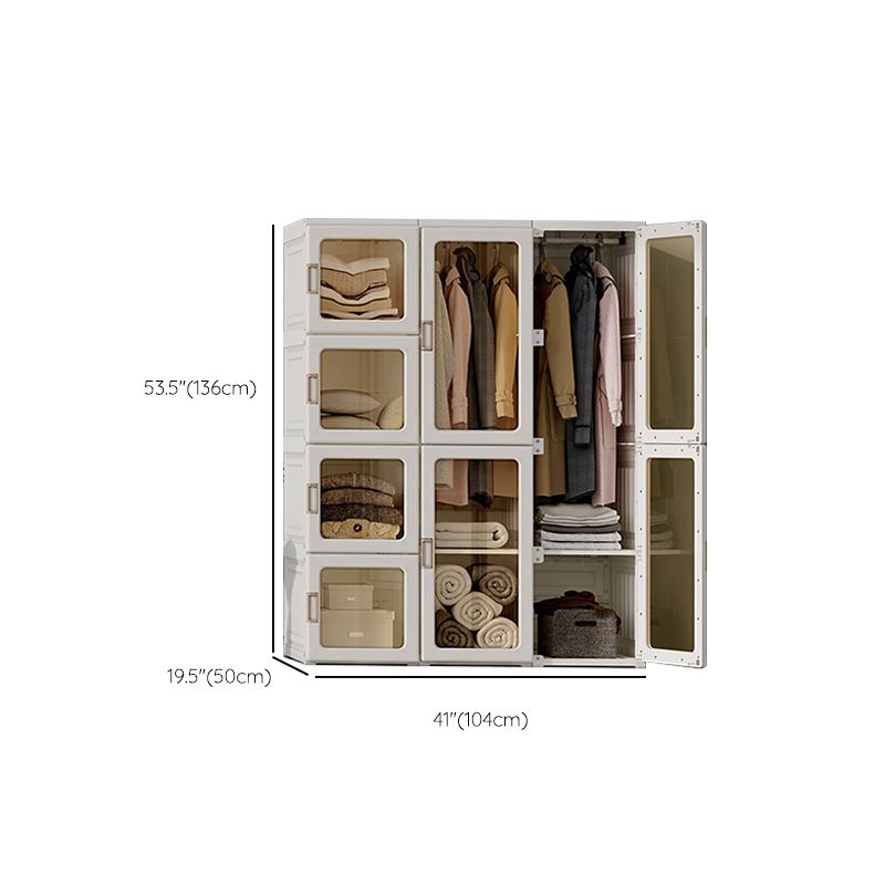 Modern Folding Plastic Wardrobe Freestanding Wardrobe with Shelves