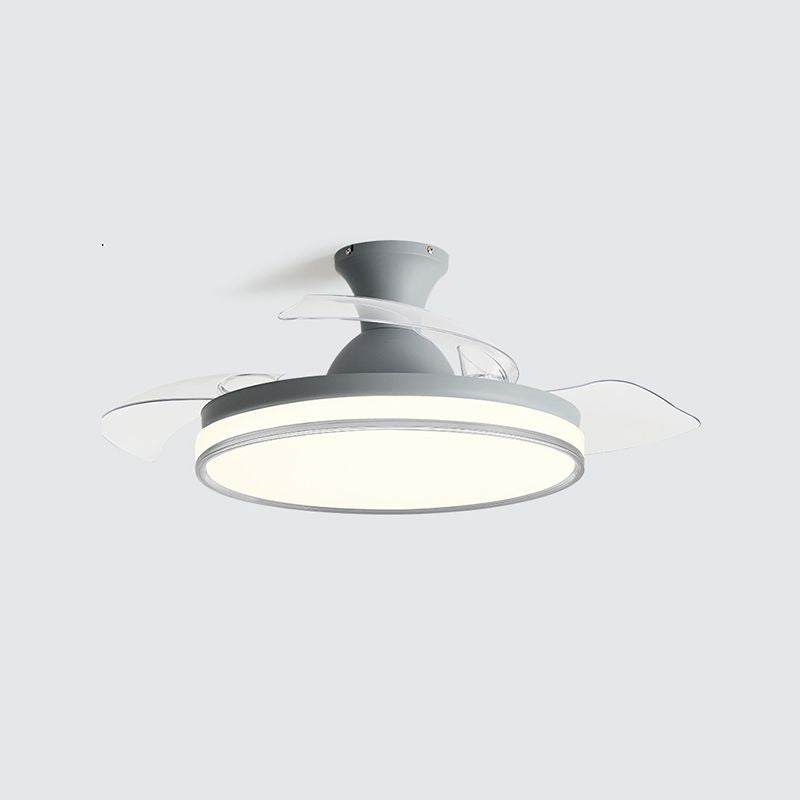 Circular Bedroom Ceiling Fan Light Frequency Conversion Nordic Style LED Semi Flush Mount