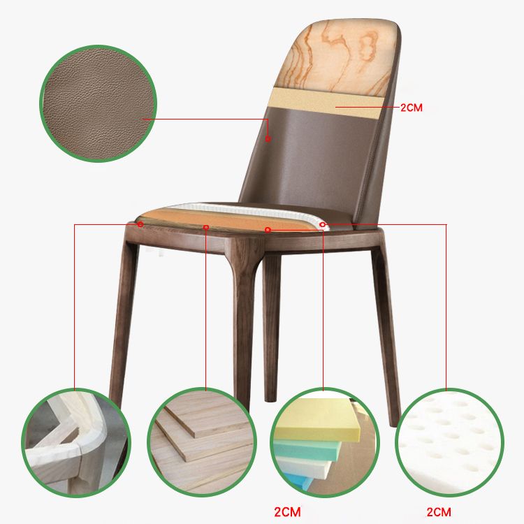 Silla auxiliar de comedor de estilo moderno, silla sin brazos con patas de madera para cocina (juego de 2)