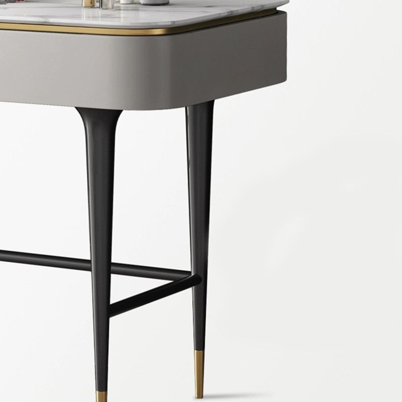 White Vanity Metal Make-up Vanity Stone Top Dressing Table Stool Set