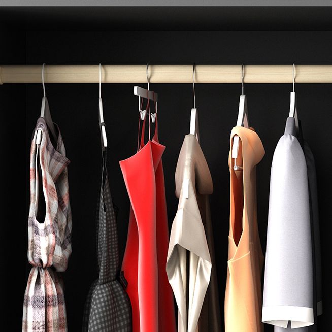 Black Storage Cabinet with Garment Rod Modern Manufactured Wood Cabinet for Bedroom