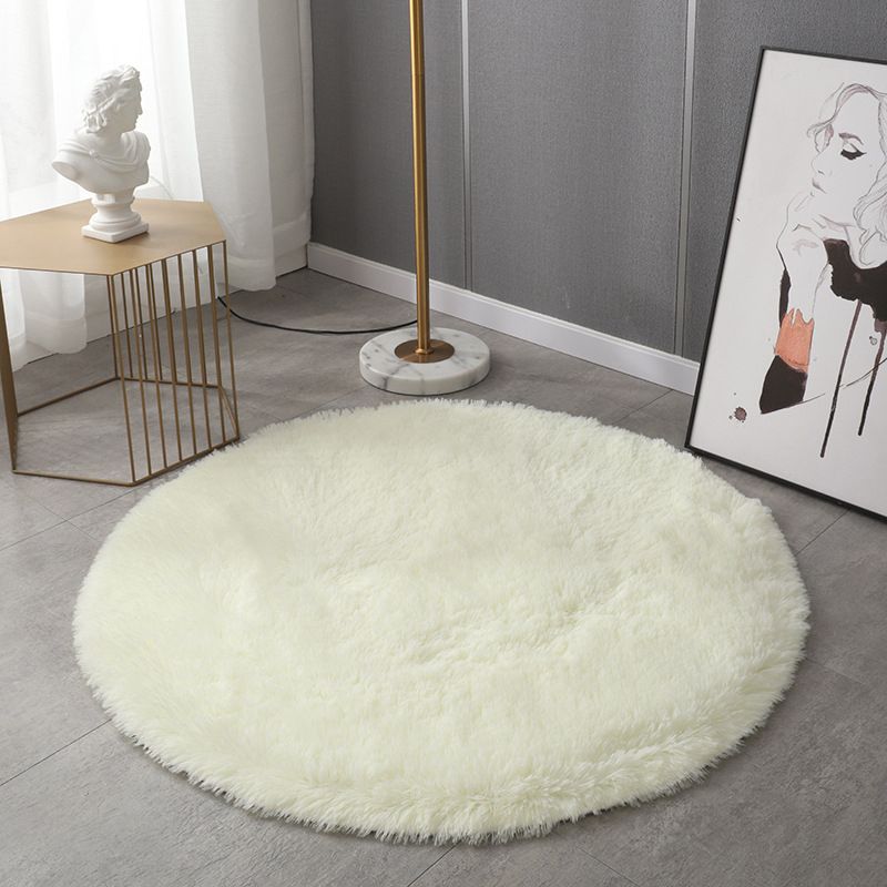 Plush Round Rug Area Rug Polyster Non-Slip Backing Washable Carpet for Bedroom