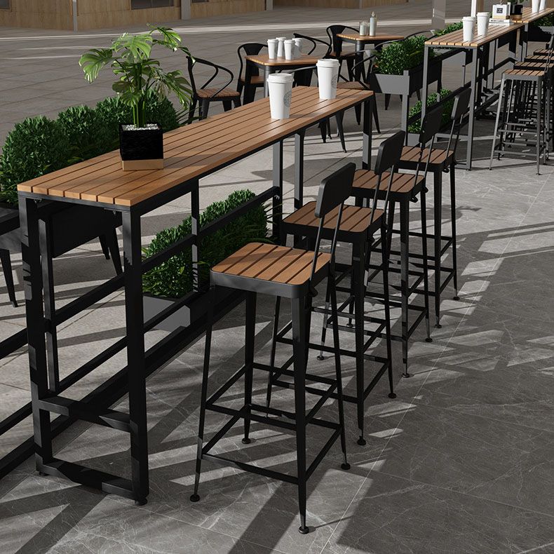 Industrial Pub Set with Fixed Table 1/5 Pieces Rectangle Bar Table Set