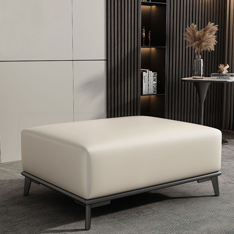 Home Contemporary Rectangular Ottoman Leather Foot Stool with Legs