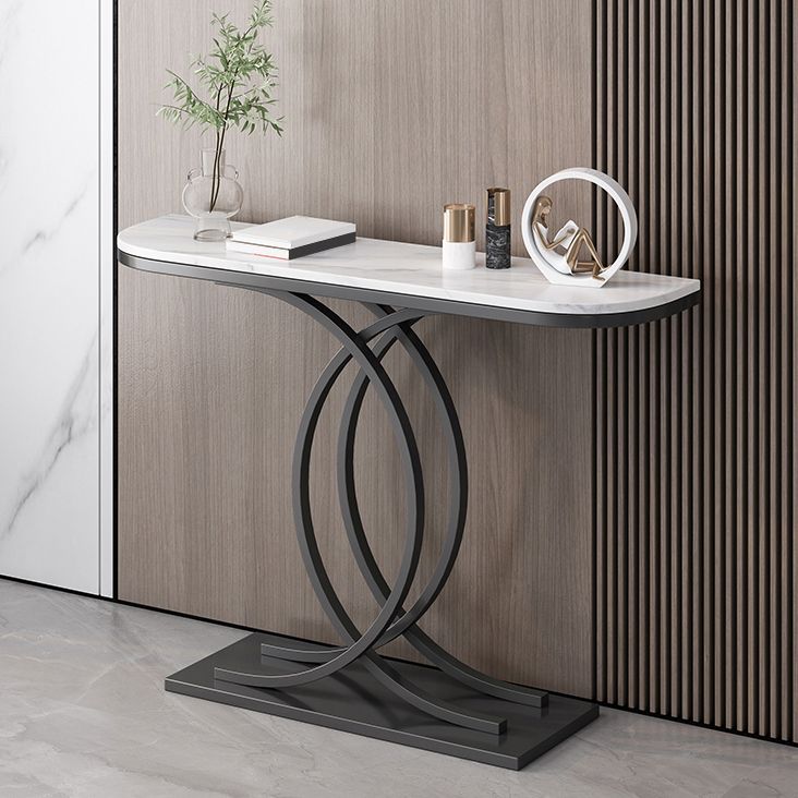 Glam Half Moon Console Table Iron Console Sofa Table for Hall