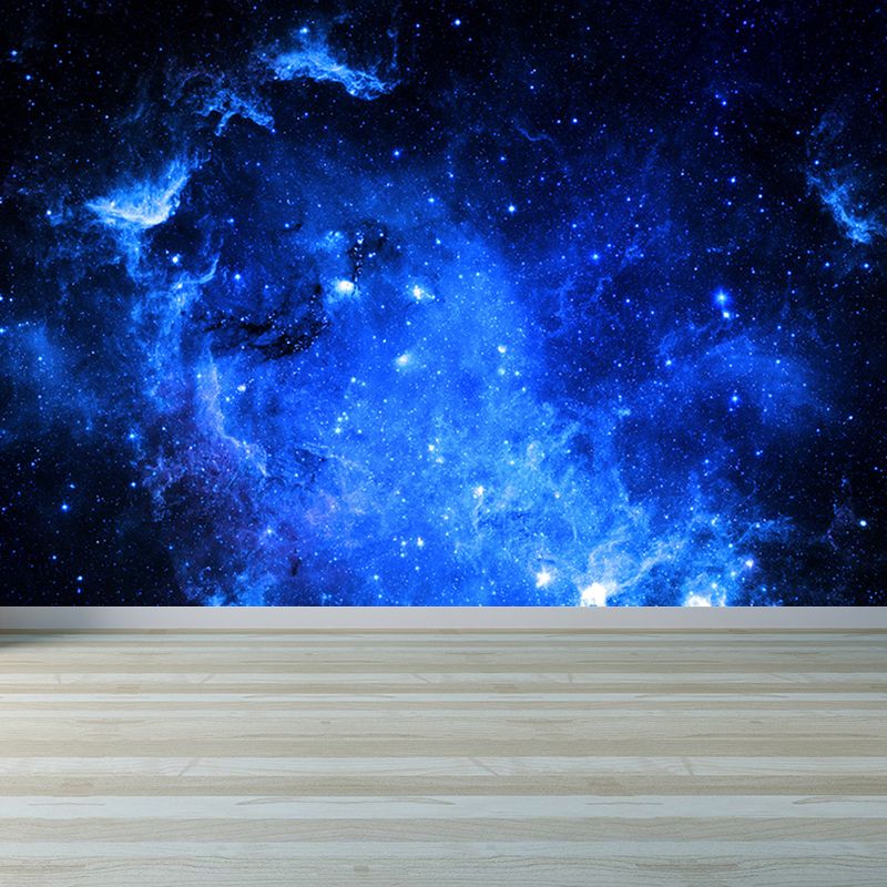 Modern Constellations Scene Wall Mural Non-Woven Waterproof Dark Blue Wall Art for Bedroom