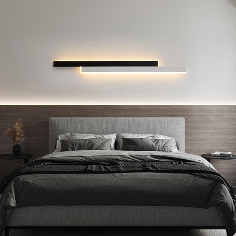 Modernism White/Black Wall Mounted Sconce Linear 2-Light Wall Light for Bedroom