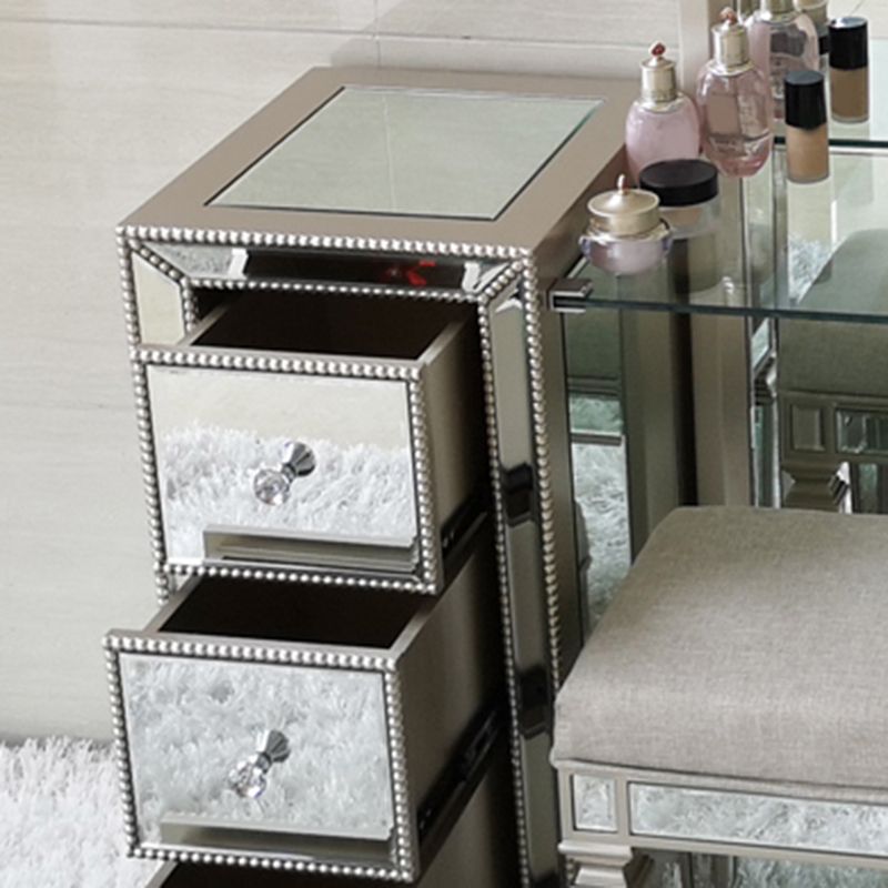 Sliver Glass Vanity Set 15.74" Wide Make-up Vanity with 6 Storage Drawers