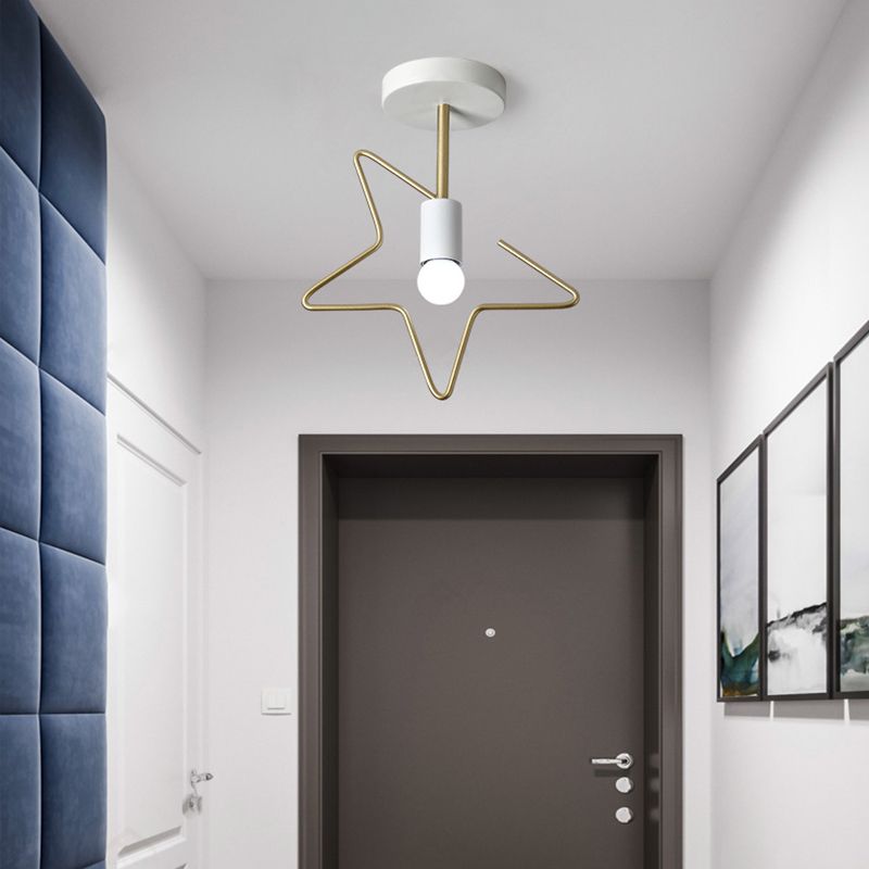 Metal Unique Shade Flush Ceiling Light Modern Style 1 Light Flush Mount Fixture