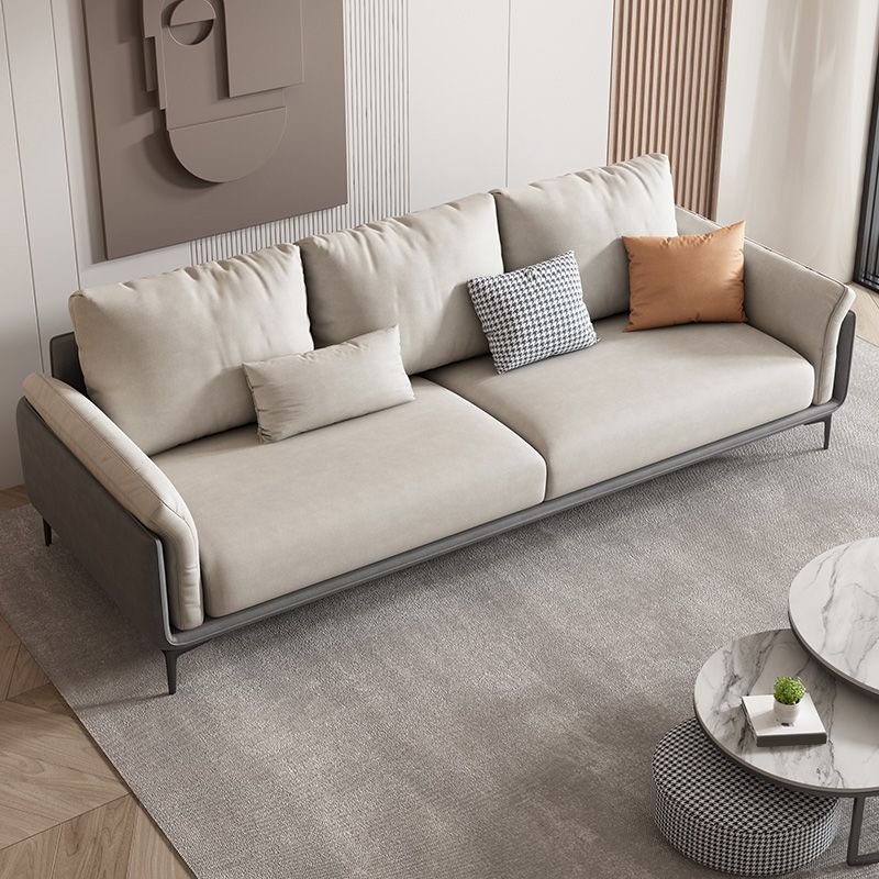 Faux Leather Stain Resistant Contemporary Sofa Couch in Beige