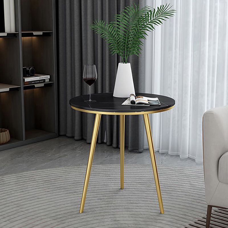 Modern Style Rock Slab Countertop Wood Base Grey/white/black Round Side Table