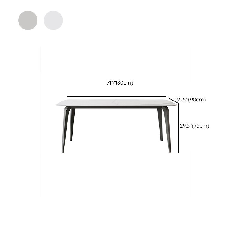 Mid-Century Dining Room Table Rectangle Stone Dinette Table for Kitchen