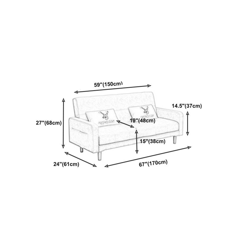 Contemporary Convertible Footrest Stool Sofa Bed with Storage and Square Arms