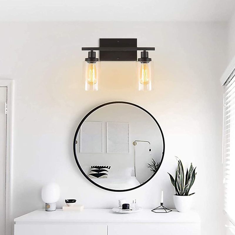 Industrial Style Wall Mounted Lamp 2 Heads Vanity Lamp in Pure Glass Shade for Bathroom