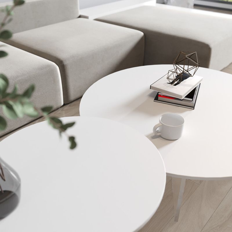 Slate and Acrylic Cocktail Table Modern White Round Coffee Table
