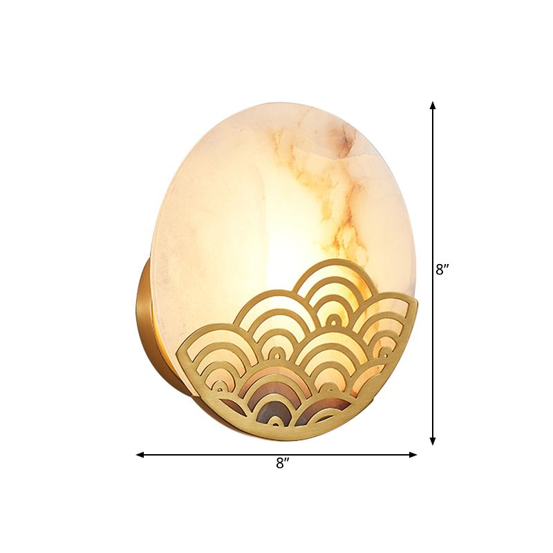 Lampe murale de la chambre circulaire colonialisme marbre simple éclairage mural d'éclairage mural en or, 8 "/ 10" de largeur
