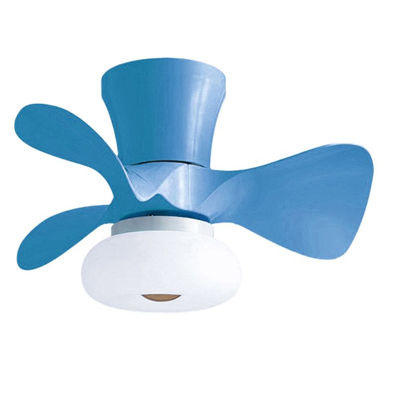 Kids Bedroom Semi Flush Light Floral LED Ceiling Fan Lamp with Acrylic Shade