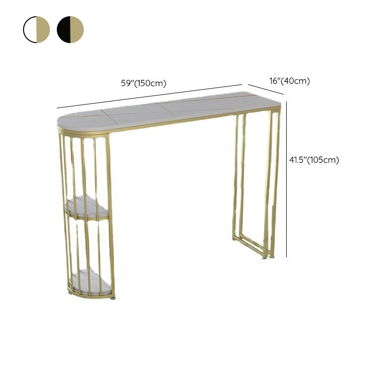 Stone Top Bar Height Table Modern Style Bistro Pub Table with 2 Shelves