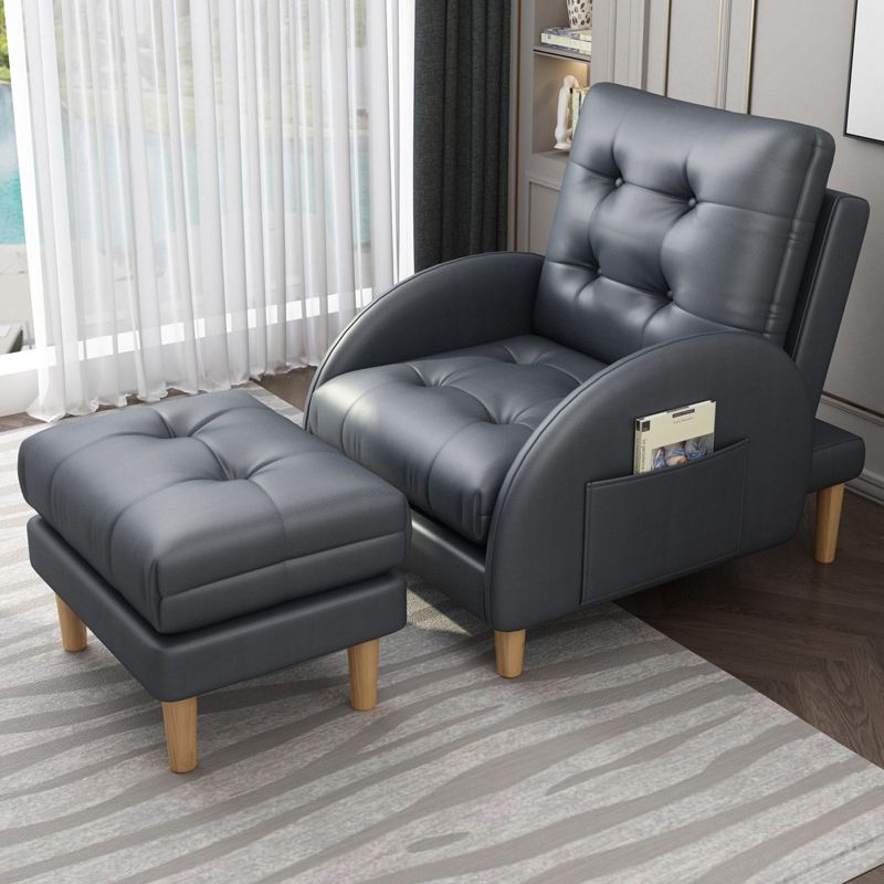 Modern Accent Chair Fabric/PU Chair With Tufted Back with 4 Legs Base