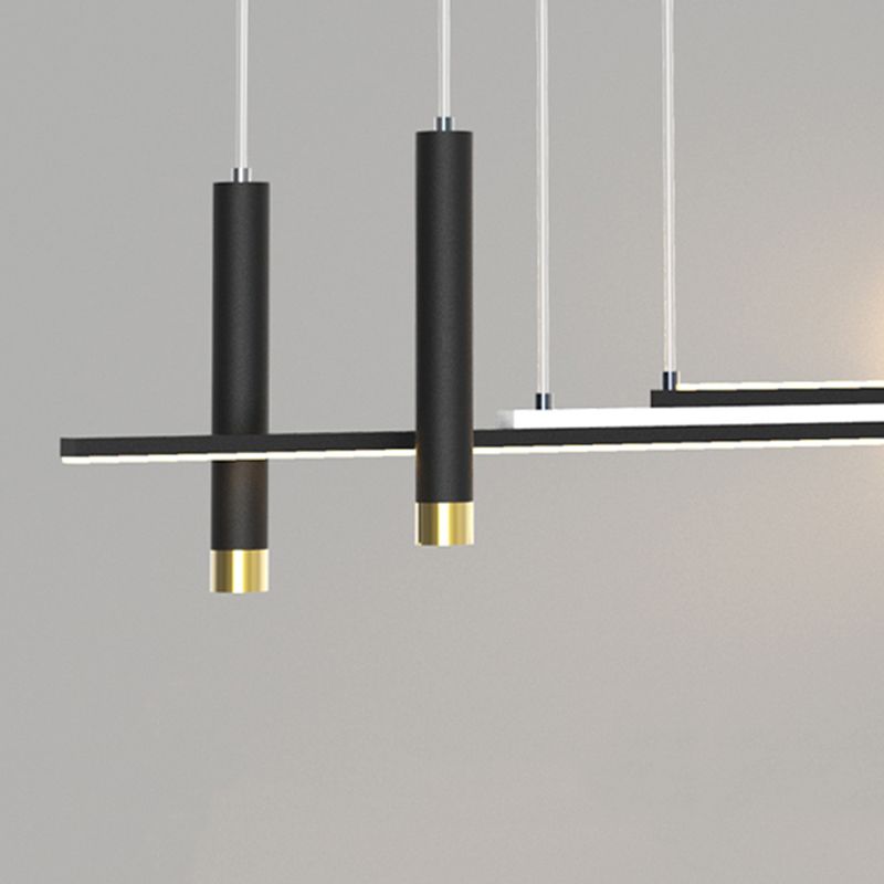 Moderni apparecchi di illuminazione lampadario lineare moderno in alluminio appeso a soffitto in alluminio con finitura nera